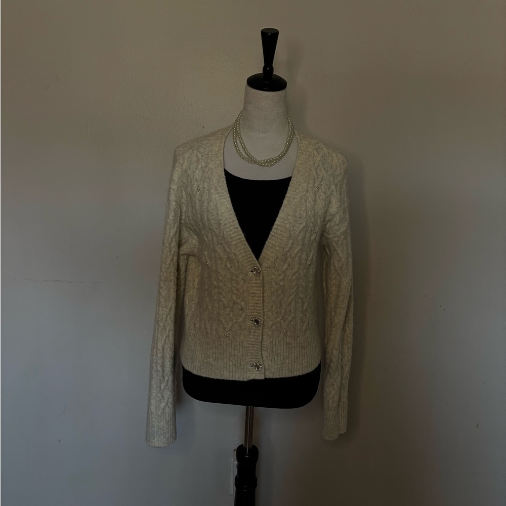 KUT cable knit cream cardigan
